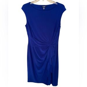 Chaps Women’s Royal Blue Sleeveless Draped Midi Dress, Size Medium